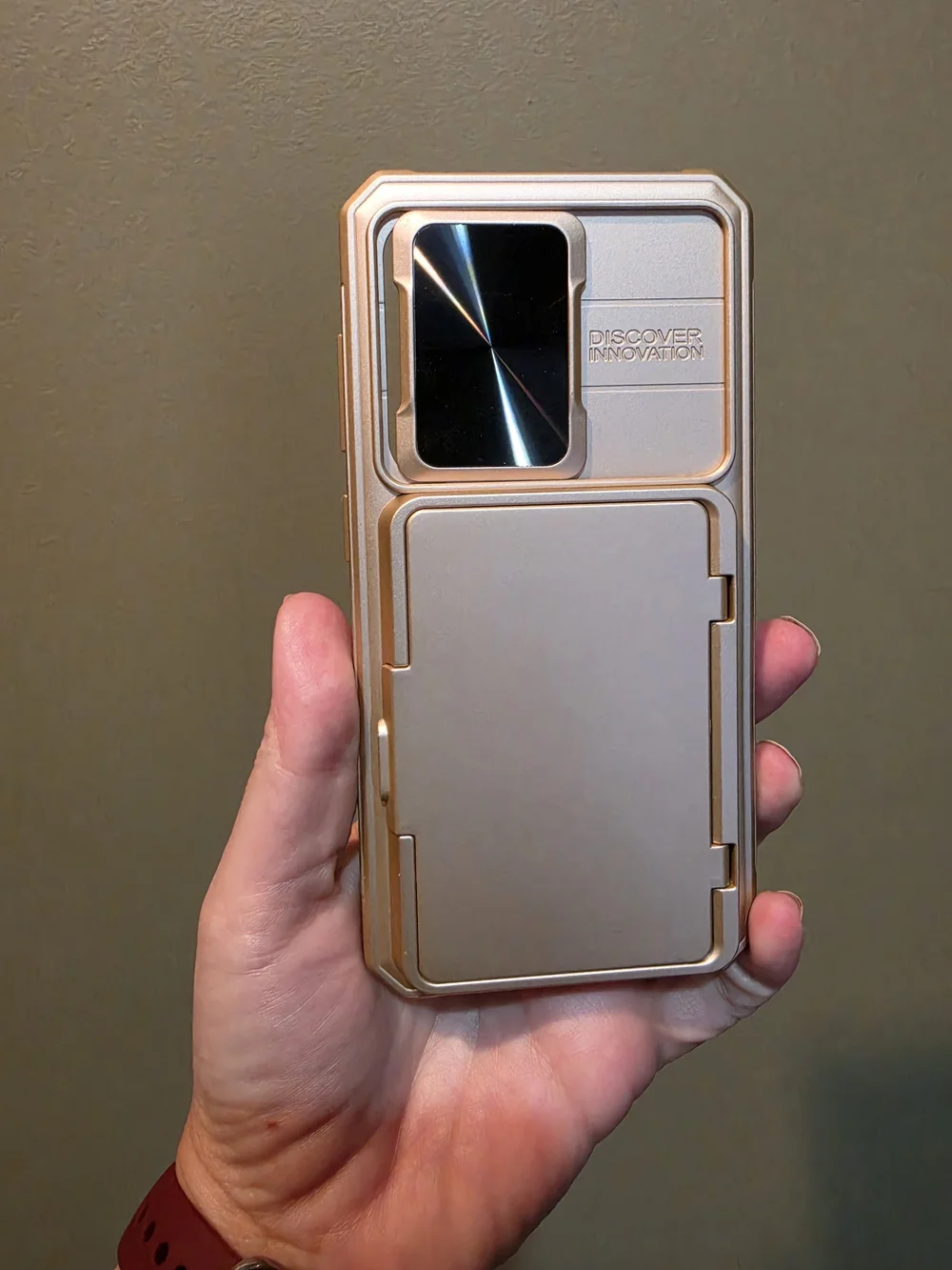 Samsung Galaxy 24 Phone Case Sliding Credit Card Slot Rose Gold NEW Wallet Case